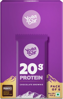 Yogabar 20g Protein Bars | Chocolate Brownie | Pack of 6 Whey Protein(420 g, Baked Brownie)