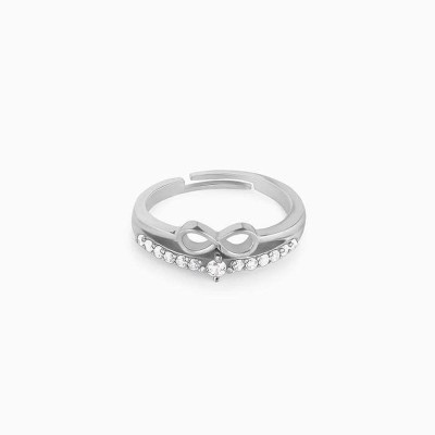 GIVA Sterling Silver Precious Heart adjustable ring for women with 925 stamped Sterling Silver Zircon Rhodium Plated Ring