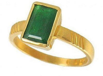RATAN BAZAAR emerald ring natural stone gold plated panna ring Copper Emerald Ring