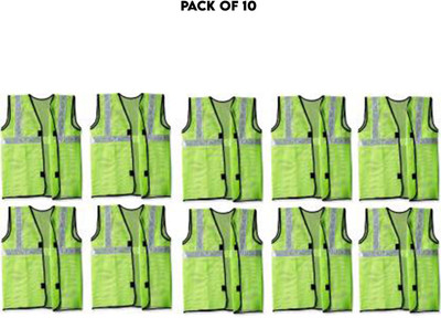 LAXMI Safety Jacket Green (Pack of 10) Safety Jacket(Green)