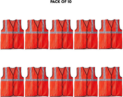 LAXMI Safety Jacket Orange (Pack of 10) Safety Jacket(Orange)