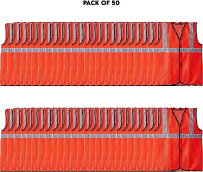 LAXMI Safety Jacket Orange (Pack of 50) Safety Jacket(Orange)