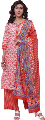 BIBA Floral Print Kurta, Palazzo & Dupatta Set