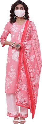 BIBA Floral Print Kurta, Palazzo & Dupatta Set