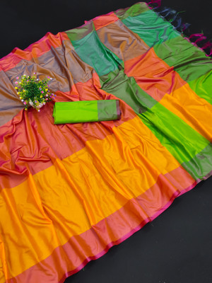 Loveitta Woven Bollywood Cotton Silk Saree(Orange)