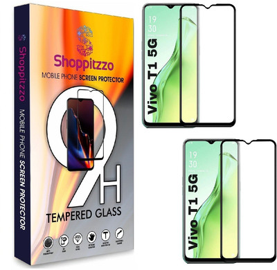 Shoppitzzo Edge To Edge Tempered Glass for Vivo T1 5G/DuraGlass Tempered Glass/Full Screen Coverage-Edge to Edge/9H Hardness(Pack of 2)