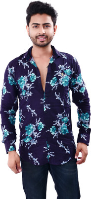 rayie collection Men Floral Print Casual Blue Shirt