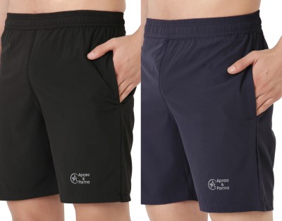 Apraa & Parma Solid Men Black, Dark Blue, Grey Basic Shorts, Bermuda Shorts, Gym Shorts, Night Shorts, Cycling Shorts