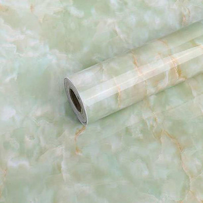 Harvic 200 cm Green Marble Foil Stickers Kitchen Oil-Proof Wall Stickers for Furniture Decor Self Adhesive Sticker(Pack of 1)