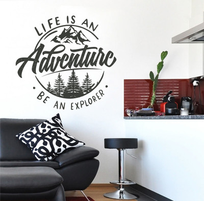 Azan Creation 55.88 cm Life is an Adventure Wall Sticker for Living Room Size - 55X53 CM Self Adhesive Sticker(Pack of 1)