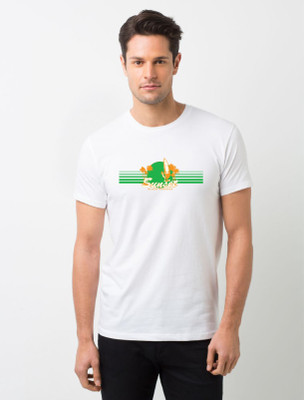 COBSUN Printed Men Round Neck White T-Shirt