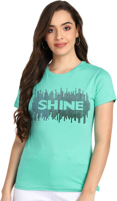 SHASHVI Typography Women Round Neck Light Blue T-Shirt