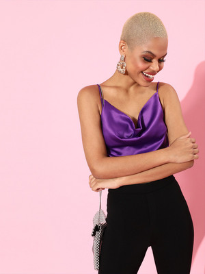 STREET9 Casual Embellished Women Purple Top