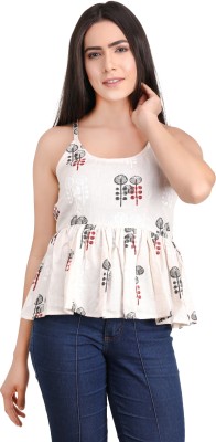 UNFAKENOW Casual Printed Women White Top