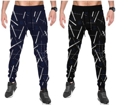 MANOHUNT Printed Men Black, Blue Track Pants