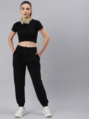 LAABHA Solid Women Black Track Pants