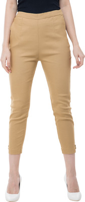 Priya Point Slim Fit Women Beige Trousers