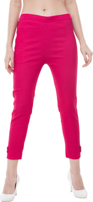 Priya Point Slim Fit Women Pink Trousers
