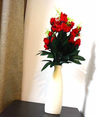 Renhomz Ceramic Vase - Offwhite Matte Finish | Flower Vase Diffuser Size-(22.3 cm) Ceramic Vase(8.66 inch, White)