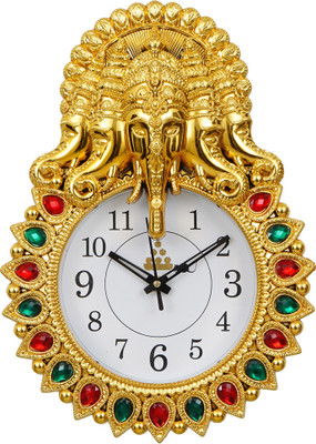 APS Art Plus Store Analog 33 cm X 23 cm Wall Clock(Gold, With Glass, Standard)
