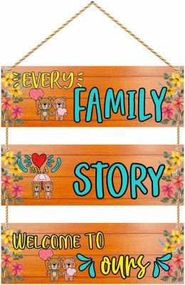 CVANU Every Family has a Story MDF Wall Hanging Board for Home Decoration_cv6(10.5 inch, Multicolor)