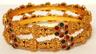 JAIRA GOLD Alloy Gold-plated Bangle Set(Pack of 2)
