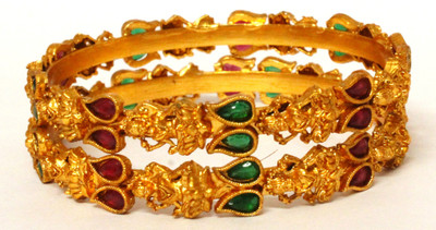 JAIRA GOLD Alloy Gold-plated Bangle Set(Pack of 2)