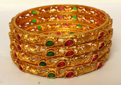 JAIRA GOLD Alloy Gold-plated Bangle Set(Pack of 4)