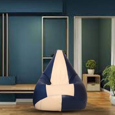 Gunj XXL Teardrop Bean Bag  With Bean Filling(Indigo, Beige)