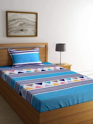 The Intellect bazaar 180 TC Microfiber Single Printed Flat Bedsheet(Pack of 1, Blue)