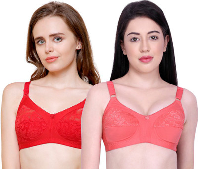 INKURV Women Full Coverage Non Padded Bra(Pink, Red)