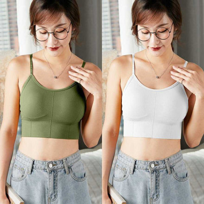 Vinbila Casual Solid Women Green, White Top