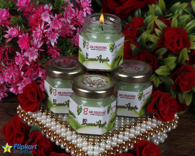 Flipkart SmartBuy Hexagonal Green Apple jar candle. Made up of Parrafin Wax. Set Of 04 Candle(Green, Pack of 1)