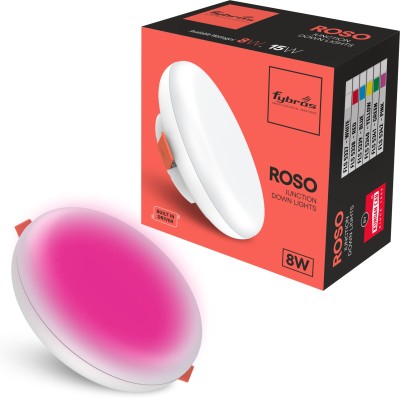 Fybros 8 Watt 50mm Cut Size Pink Roso Ceiling Down Light 8w Round (Pack of 1) Recessed Ceiling Lamp(White)