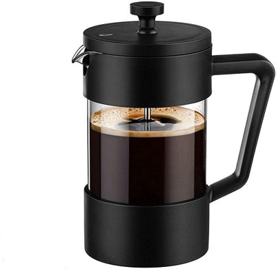 3d Creations Heat-Resistant Borosilicate Glass - Dark Black (350) 6 Cups Coffee Maker(Black)
