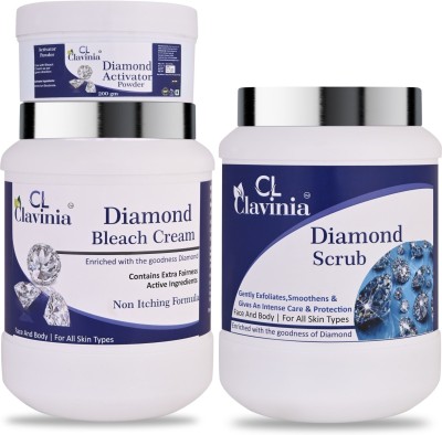 CLAVINIA Diamond Bleach Cream 1 Kg + Diamond Scrub 1000 ml ( Pack Of 2)(2 Items in the set)