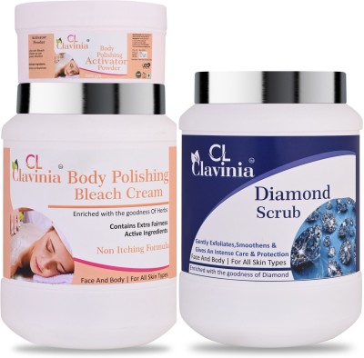 CLAVINIA Body Polishing Bleach Cream 1 Kg + Diamond Scrub 1000 ml ( Pack Of 2)(2 Items in the set)