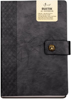 Viva Global Rustik Artistic Deboss on Spine - Soft & Flexible with Antique Button Closure A5 Notebook Ruled Including 12 Planner Pages 192 Pages(Coffee)