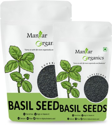 ManHar Organics Basil Seeds Raw Sabja | Good Source of Minerals & Fiber |Chia Seeds Alternative Basil Seeds(750 g, Pack of 2)