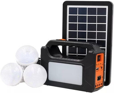 Smuf LED Portable Solar Inverter + 3 Bulb + Plate + Mobile Charging Cable 8 hrs Flood Lamp Emergency Light(Multicolor)