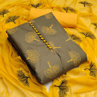 DUTT TEXTILE Cotton Blend Printed Salwar Suit Material