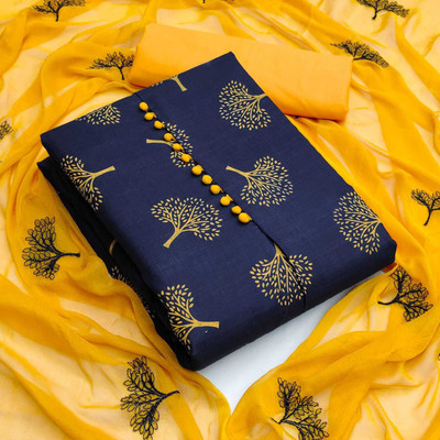 DUTT TEXTILE Cotton Blend Printed Salwar Suit Material