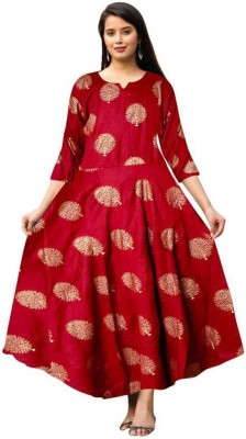 shree industries Anarkali Gown(Maroon)