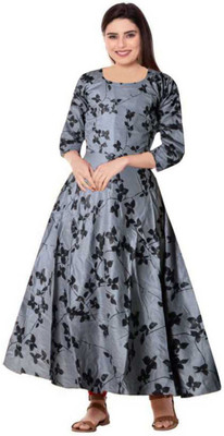 Kuber taxtile Anarkali Gown(Grey)