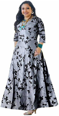 Kuber taxtile Anarkali Gown(Grey)