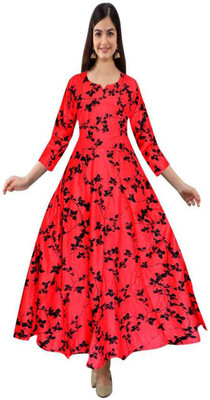 shree industries Anarkali Gown(Red)