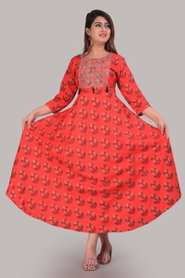 fety fashion Women Embroidered Anarkali Kurta(Red)