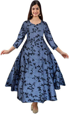 Kuber taxtile Anarkali Gown(Grey)