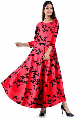 shree industries Anarkali Gown(Red)