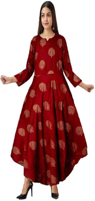 shree industries Anarkali Gown(Maroon)
